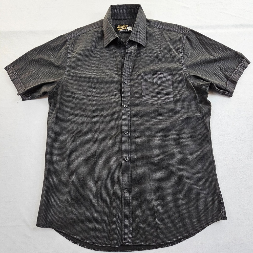 Duke's Bark Gray Short Sleeve Cotton Blend Button-Up Shirt Men's M